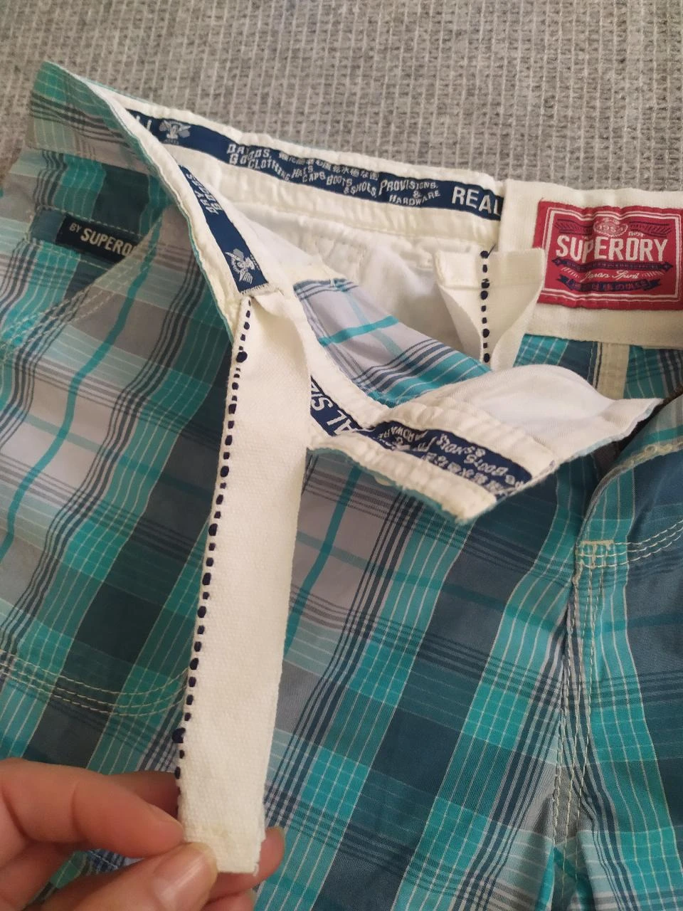 Superdry Short en Coton à Carreaux pour Femme M Turquoise Blue Y2K – photo 18